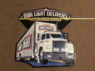 Metal Beer Advertising Sign Budweiser Bud Light Semi Fresh Taste 1990 5