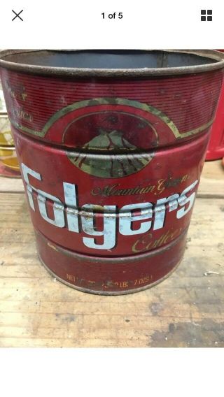 Rare Vintage Folgers Regular & Perk Coffee Tin Can 39 Oz Metal Tin Can