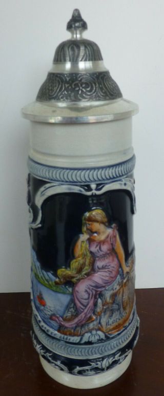 German Beer Stein Depicting The Legend Of The Mythical Female Loreley By Thewalt