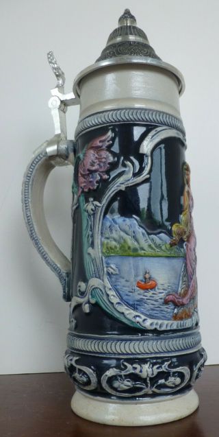 German Beer Stein Depicting the Legend of the Mythical Female Loreley by Thewalt 3