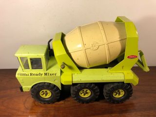 Vintage Mighty Tonka Green Cement Mixer Truck Pressed Steel Toy 6