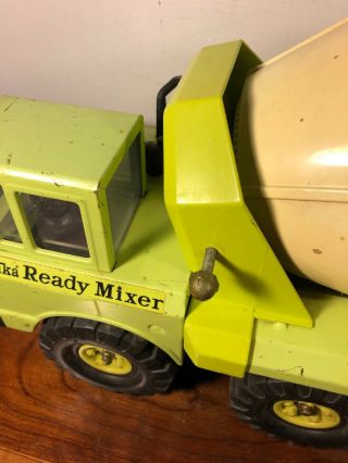 Vintage Mighty Tonka Green Cement Mixer Truck Pressed Steel Toy 8