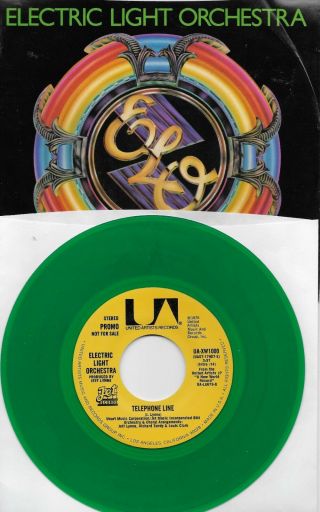 Electric Light Orchestra Telephone Line Promo Green Vinyl 45 With Picsleeve Elo