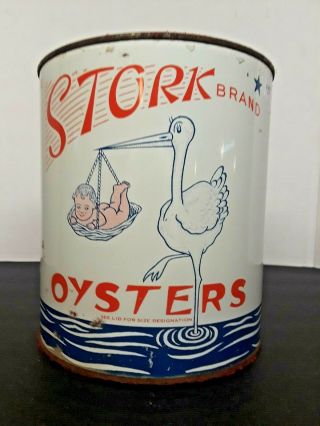 Stork Brand Oysters,  H.  S.  Thompson & Co.  Grasonville,  Md. ,  1 Gal.  Can,  1940 