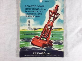 Vintage 1961 Texaco Cruising Chart Map Block Island Sandy Hook Long Island NY NJ 3