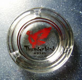 Vintage Thunderbird Hotel Las Vegas Grey Glass Ashtray