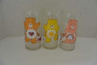 Care Bears Glass Cup Cheer Bear Pizza Hut Limited Edition Collectors Series 1983