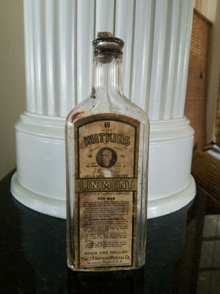 J.  R Watkins Vegetable Anodyne Liniment - Alcohol Opium Bottle 1890 For Man