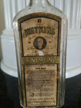 J.  R Watkins Vegetable Anodyne Liniment - Alcohol Opium bottle 1890 For Man 2