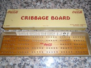 Vintage Coca Cola Cribbage Board w/ Instructions & 6 metal pegs 2