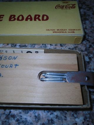 Vintage Coca Cola Cribbage Board w/ Instructions & 6 metal pegs 3