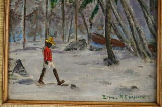 Vintage Oil Painting Black Boy Tropical Beach Palms Fishing Nets Ethel M Cormack 4