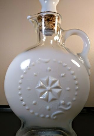 Milk Glass Jim Beam Whiskey Liquor Bottle Decanter Cork Stopper D 334 Vintage 5
