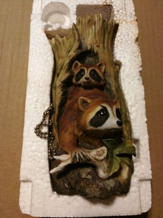 Ski Country Raccoon Family Wall Mini Hanging Decanter With Box