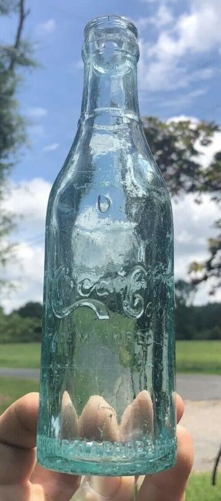 Rare Blue Mobile Alabama Coca Cola Script Ring Neck Bottle Ala Early