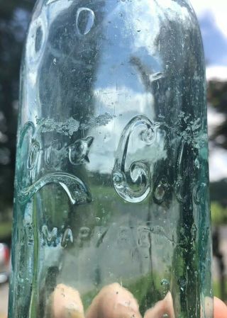 Rare Blue Mobile Alabama Coca Cola Script Ring Neck Bottle ALA Early 3