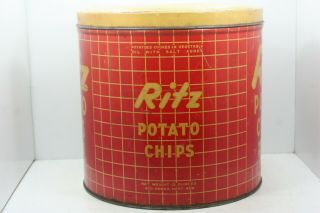 Vintage 12 oz Ritz Potato Chip Tin - Kempton,  PA - 7 1/4 