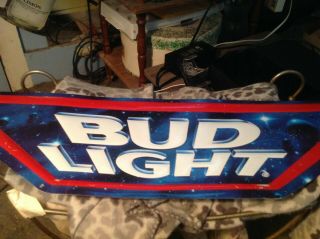 Budweiser Bud Light Outer Space Metal Embossed Beer Sign 34 " X 9 " Good