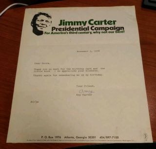Amy Carter President Jimmy Signed Letter First Daughter 76 Campaign Rare