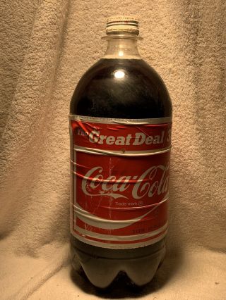Rare Full 3 Liter Coca - Cola “the Great Deal” Plastic Label Soda Bottle