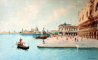 Old Antique Watercolor Painting Of Venice By Andrea Biondetti 2