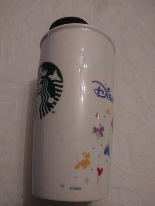 Disney Parks Starbucks Tall Ceramic Tumbler Travel Coffee Mug 12oz.  1st Edition