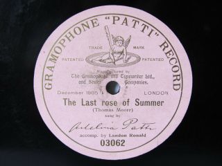 78rpm Adelina Patti Sings Last Rose Of Summer - G&t London 1905