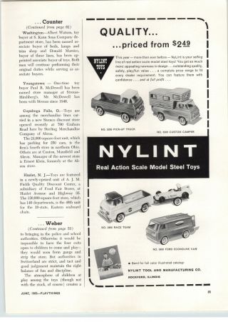1963 Paper Ad Nylint Toy Pick Up Truck Camper Race Team Ford Econoline Van