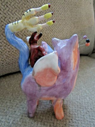 Whimsiclay Amy Lacombe signed cat figure Angel w/forked tail by Annaco Creations 2