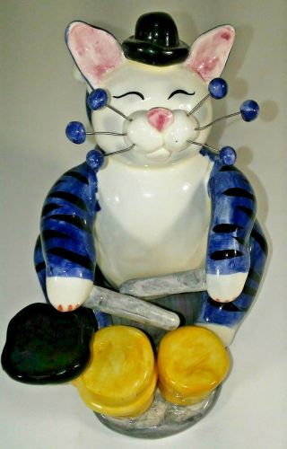 Amy Lacombe 2001 Annaco Creations Whimsiclay Drummer Cat
