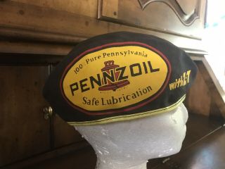 Vintage Pennzoil Safe Lubrication Gas Jockey Service Station Attendant Cap Hat