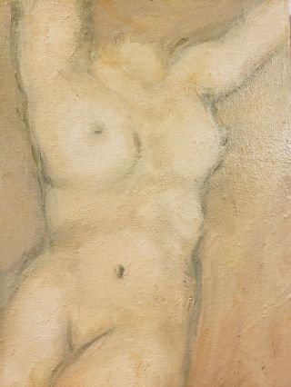 Artist Signed Oil On Canvas Nude Female Art Painting