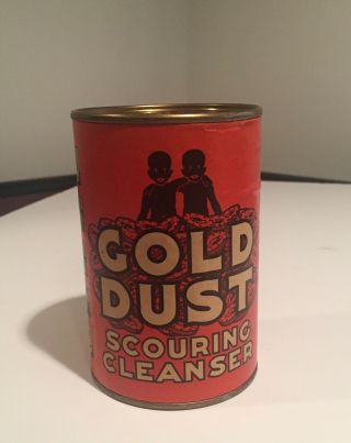 Vintage Gold Dust Twins Cleanser Can Old Soap Advertising Tin Black Americana