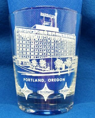 Vintage Sheraton Hotel Portland Oregon Cocktail Bar Drink Glass