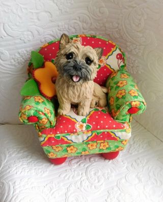 Cairn Terrier " My Chair " Clay Dog Sculpture By Raquel From Thewrc