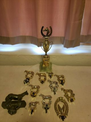 Vintage Metal Horse Trophy Topper - Set Of 12 - Nn