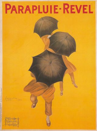 Print Art Vintage Parapluie - Revel Painting Yellow Poster Umbrella French 36 "