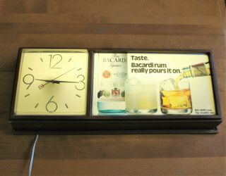Vintage Bacardi Rum Alcohol Lighted Bar Sign And Clock