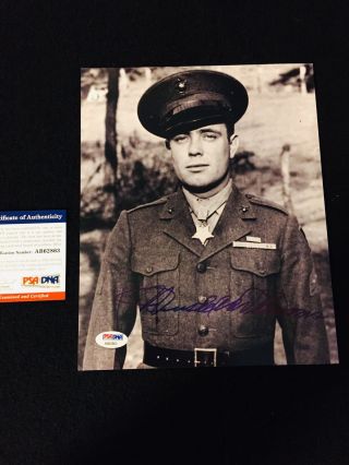 Hershel Williams Signed Autograph 8x10 Photo Usmc Medal Of Honor Iwo Jima Psa