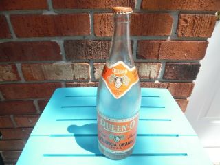 Vintage - Queen - O Valencia Orange Soda Bottle - Cap & Paper Labels Rare