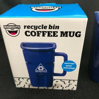 Recycle Bin Bigmouth Blue Ceramic Coffee Mug Cup 12 Oz
