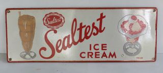 Sealtest Ice Cream Malt Shake Sundae Porcelain Sign