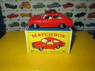 Matchbox Lesney 67 Volkswagon 1600tl W/roof Rack Very Rare Vnm W/original Box