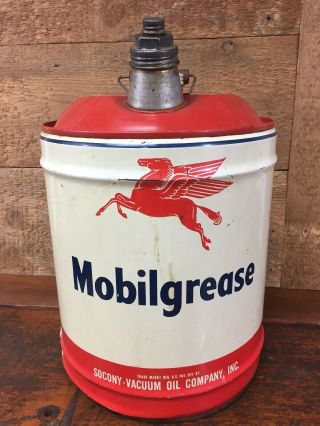 Vintage Socony Mobil Oil Company Inc.  / Pegasus Mobiloil Grease 5 Gallon Can