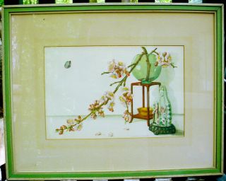 Vintage Laurence Perugini Watercolor Painting Artist Signed Still Life