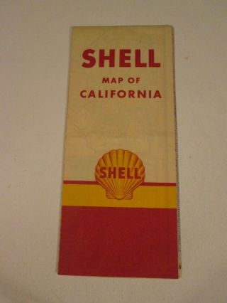 Vintage 1940 Shell Map Of California Oil Gas Service Station Travel Road Map
