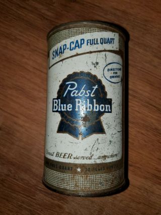 Pabst Blue Ribbon Beer Sanp - Cap Full Quart Can Milwaukee Wisconsin
