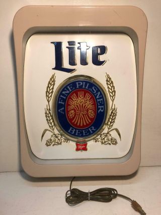 Vintage Miller Lite A Fine Pilsner Beer Lighted Metal Sign Code 57 - 1267 8