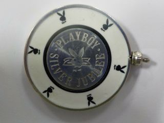 Playboy Club International $25 Silver Jubilee Chip With Frame Pendant