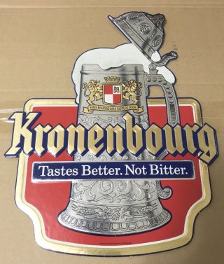 Vintage Kronenbourg Lager Beer Stein Cardboard Beer Sign 17x13” -